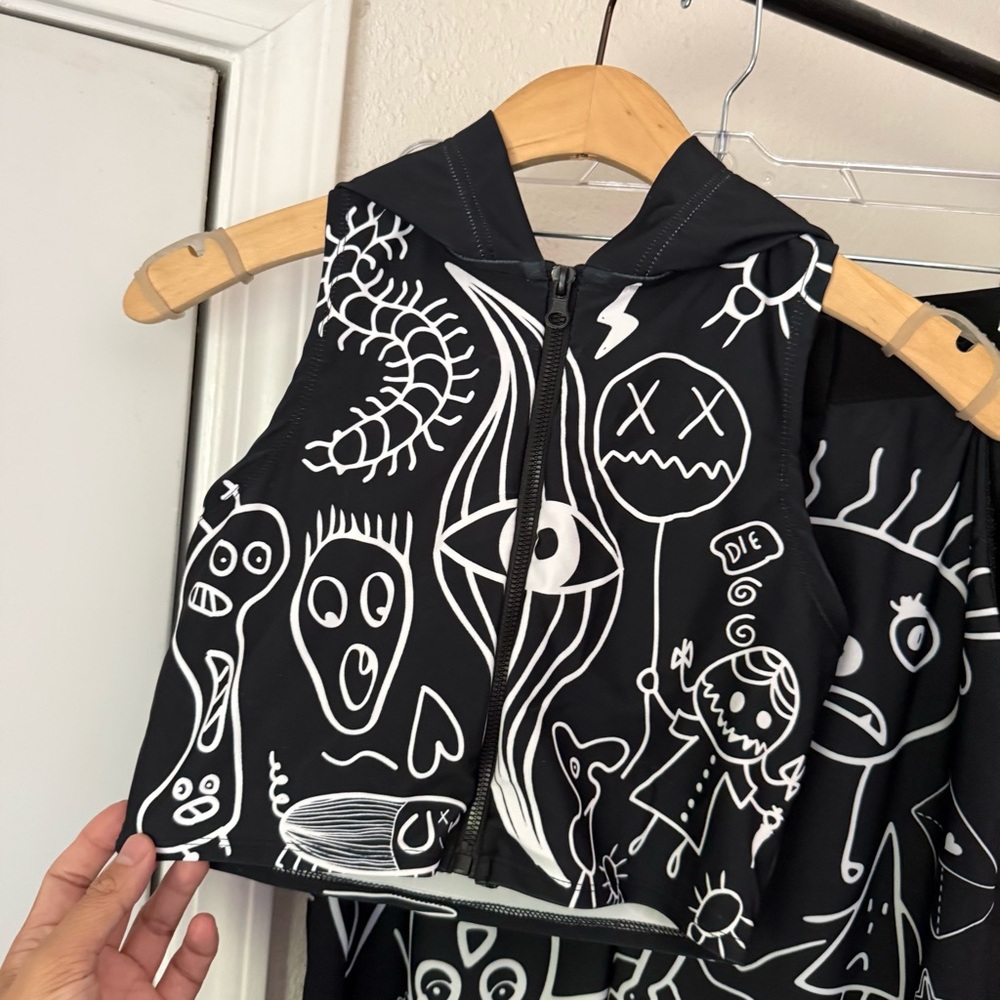 Black Graphic Print Lounge Jumpsuit Set - Picture 2 of 10